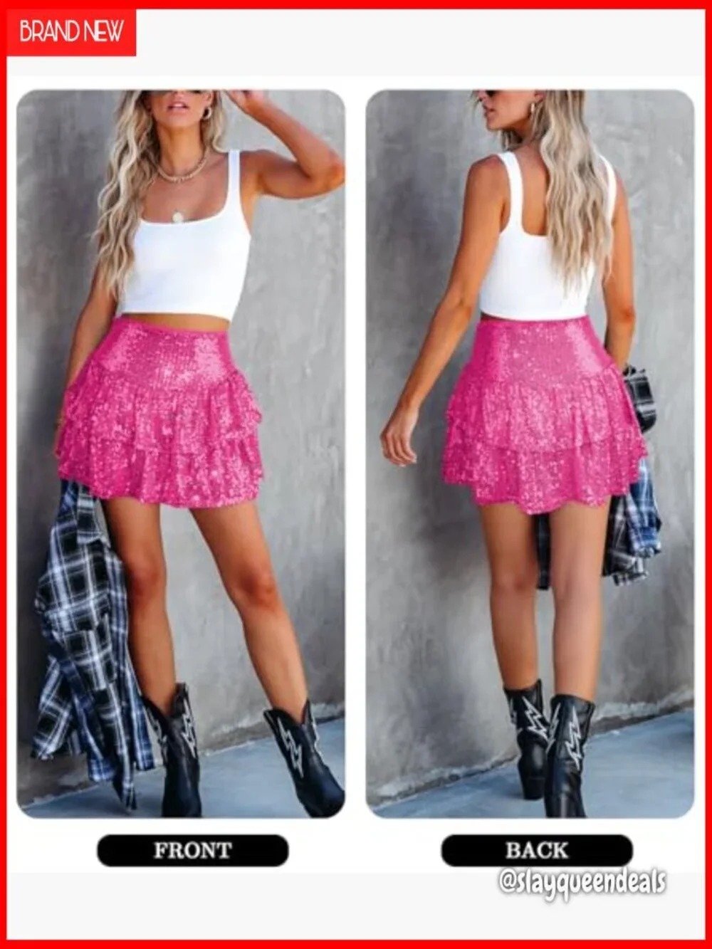 Sequin Mini Skirt High Waist Ruffle Flowy Glitter Party Club Night Out